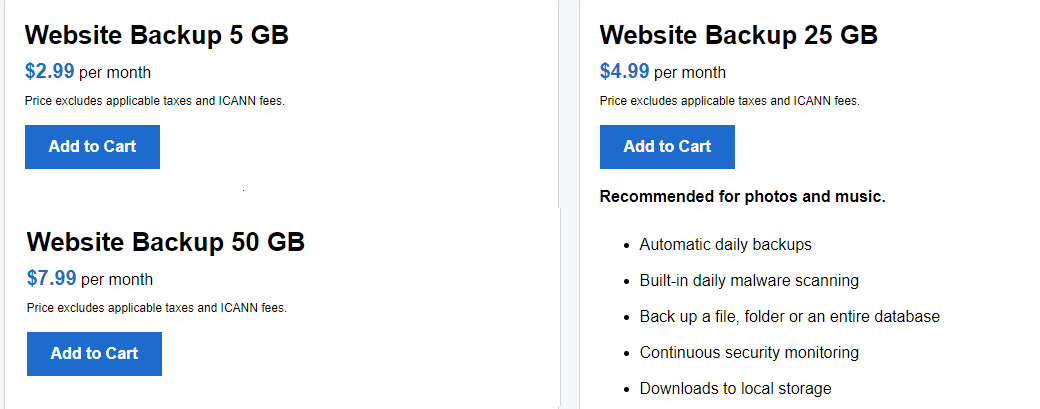 Buy Website Backup Storage