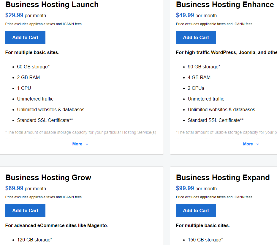 Buy business hosting services