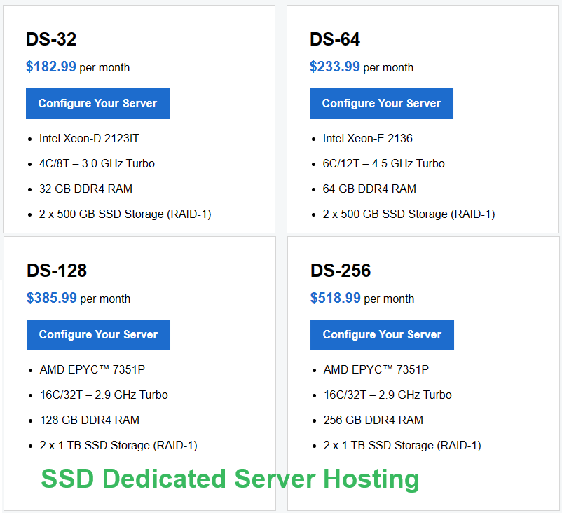 SSD dedicated Server Hosting